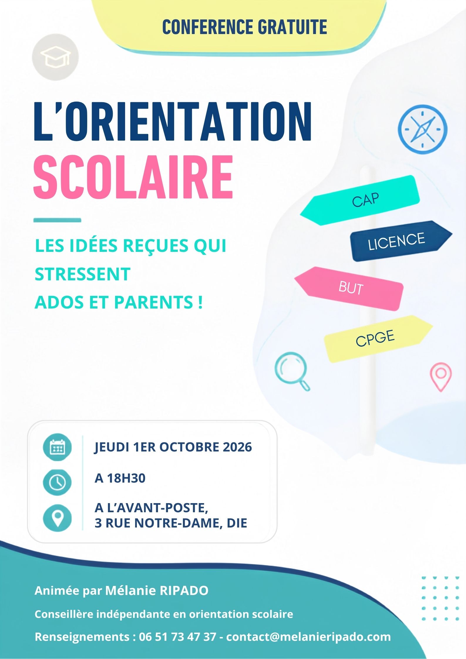 Conf&eacute;rence L&rsquo;orientation scolaire - Les id&eacute;es re&ccedil;ues qui stressent ados et parents ! 1/10