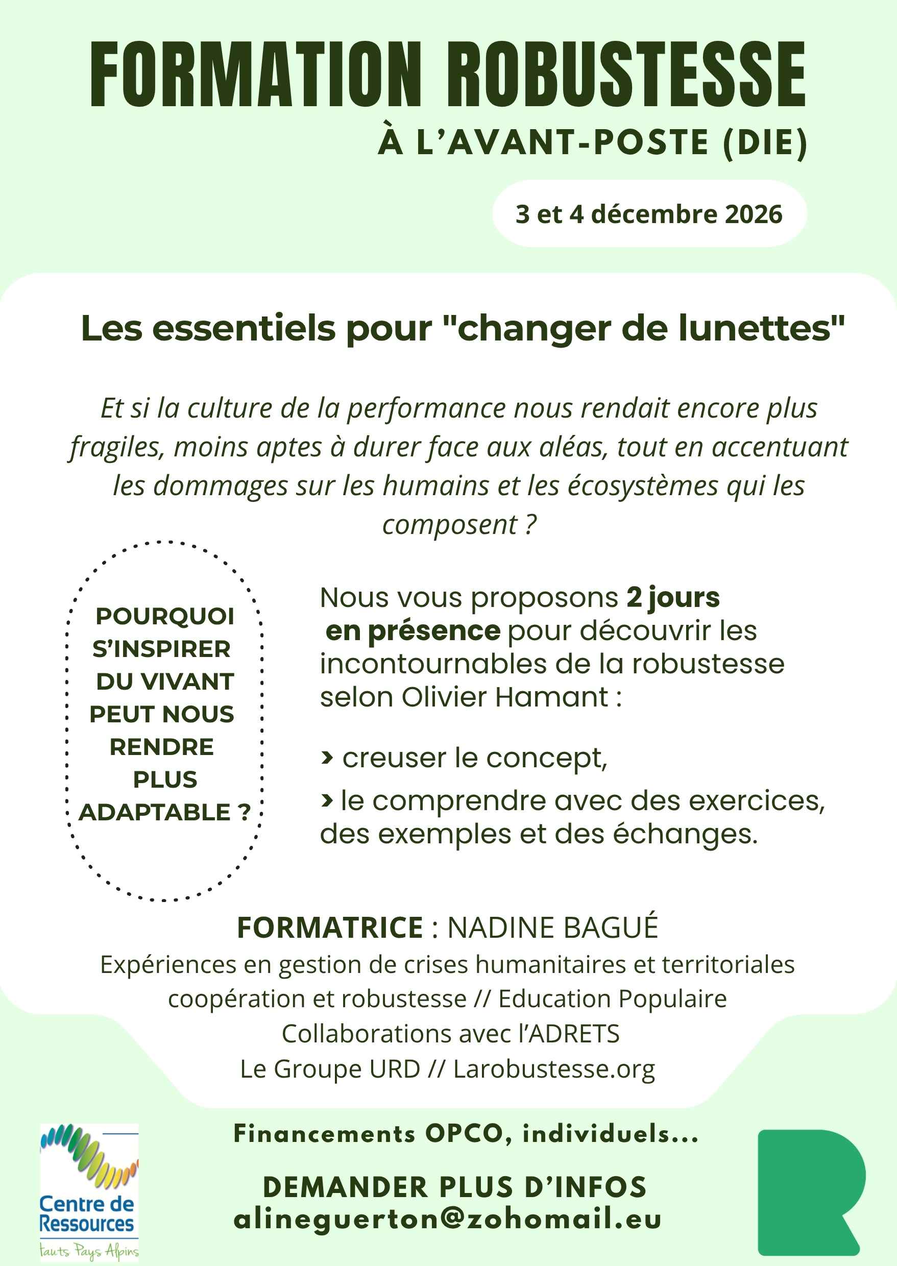 Formation Robustesse - Les essentiels pour &laquo;&nbsp;changer de lunettes&nbsp;&raquo; 3-4/12
